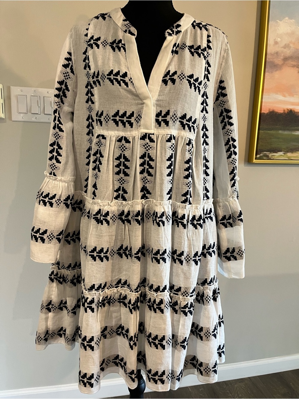 Élan Boho Embroidered Tiered Dress